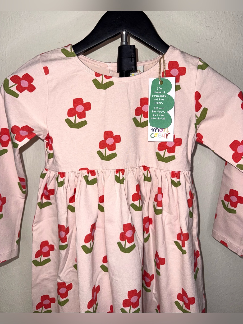 Mon Coeur Recycled Jersey Flowers Dress In Petal Pink Flowers, Sz 5, Nwt — image 2 of 6